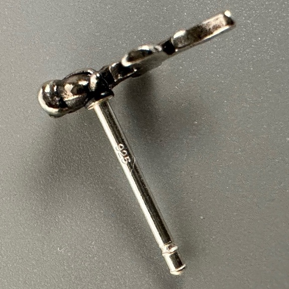 Sterling Silver Tiny Rose Stud Earrings - Picture 4 of 11